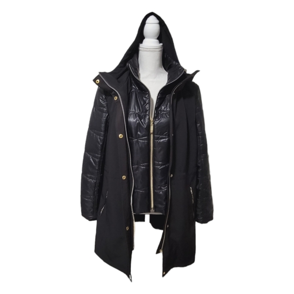 Womens Puffer Coat Black Puffy Jacket Ellen Tracy Women's Winter Coat Fleece - Picture 1 of 16